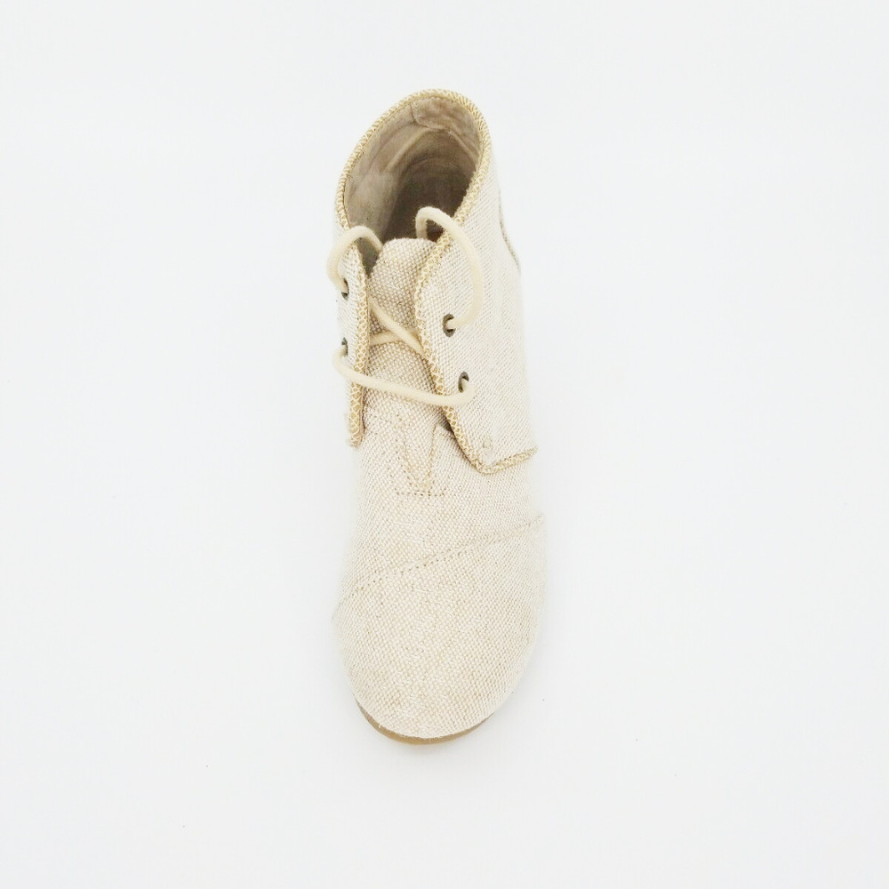 Toms Womens Desert Wedge Natural Metallic Linen - Picture 4 of 8